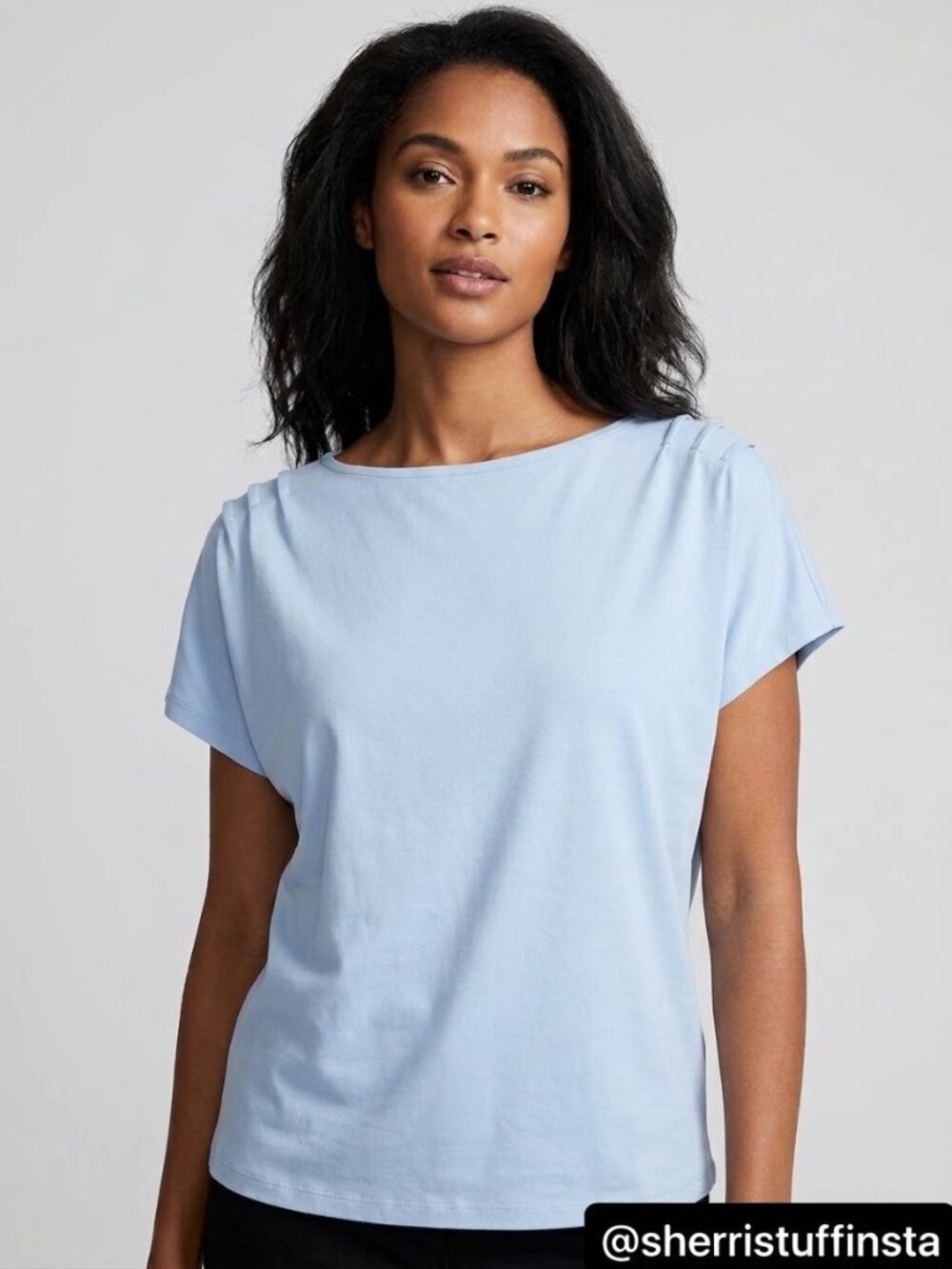 NWT Newn J. Jill Supima Cotton Wedge Tee T-Shirt Top Light Blue Size M
